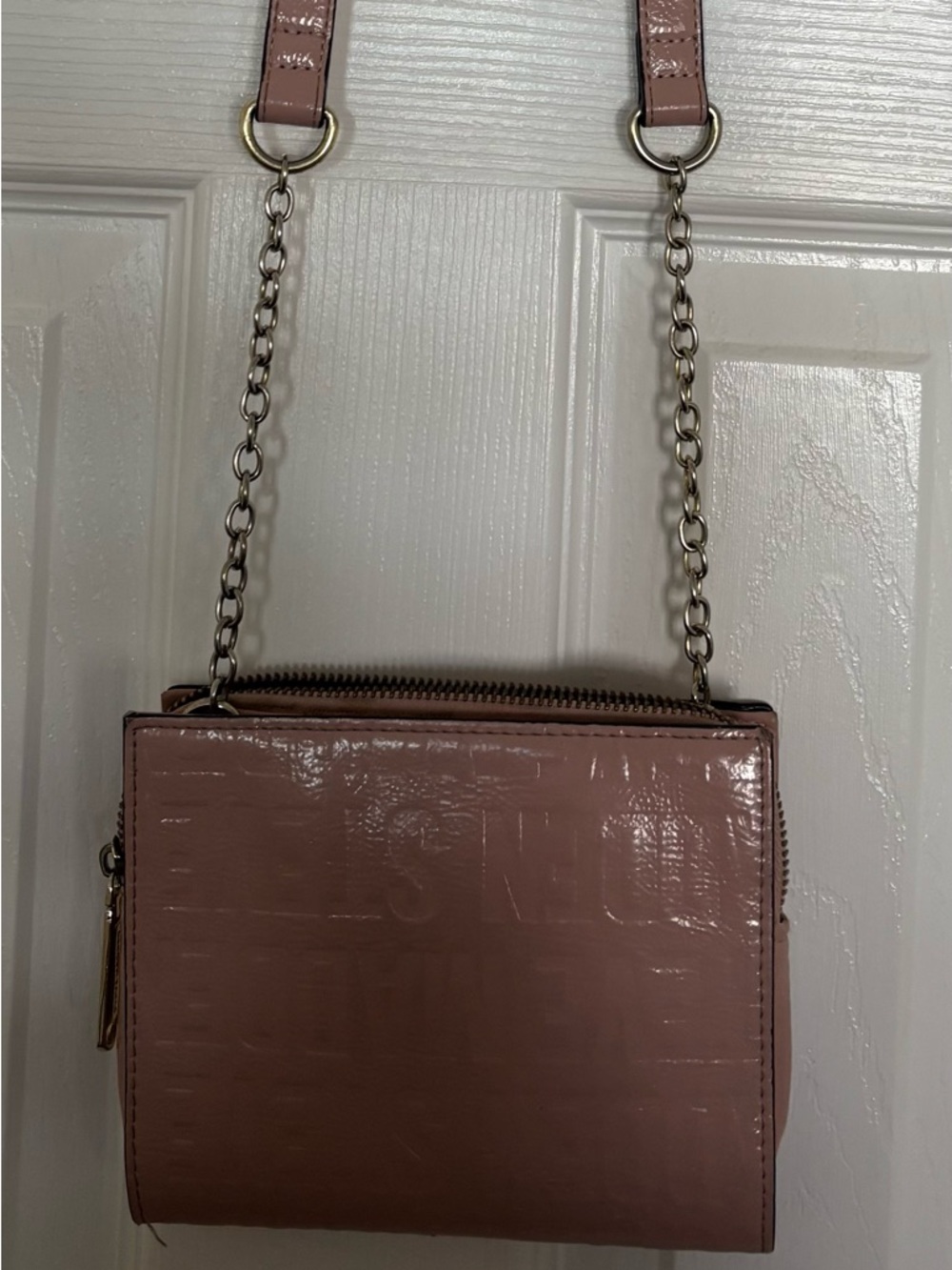 Steve Madden Blush Pink Glossy Tote Straps